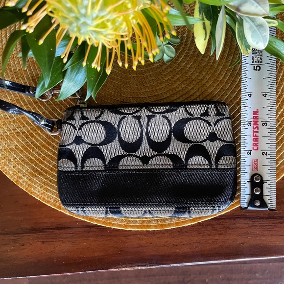 Black Coach Zip Wristlet in Canvas Leather - Picture 2 of 2